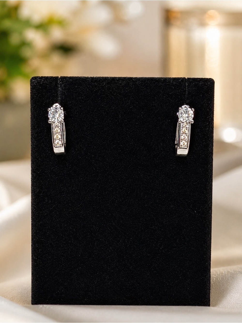 Kohls 925 sterling silver lab diamond hinged hoop earrings with champagne stones